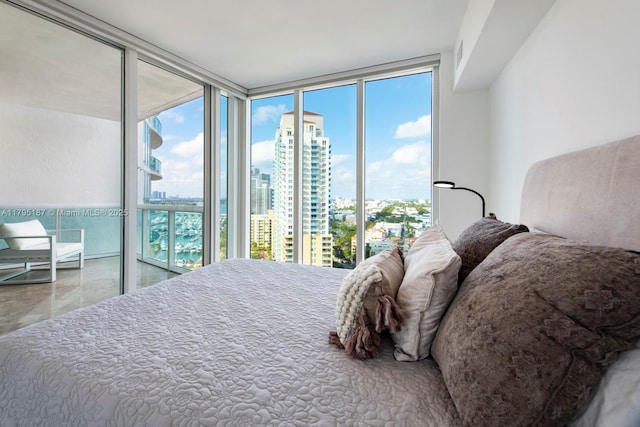 1000 S Pointe Dr Unit 1903, Miami Beach, FL 33139 - bedroom with access to outside, a view of city, floor to ceiling windows, and multiple windows