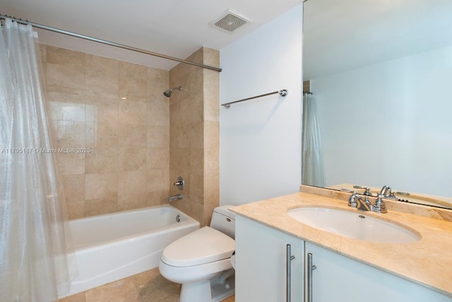 1000 S Pointe Dr Unit 1903, Miami Beach, FL 33139 - full bathroom with toilet, visible vents, shower / bathtub combination with curtain, and vanity
