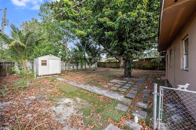 4241 W 1st Ave, Hialeah, FL 33012 - view of yard featuring a storage shed, an outdoor structure, a gate, and a fenced backyard