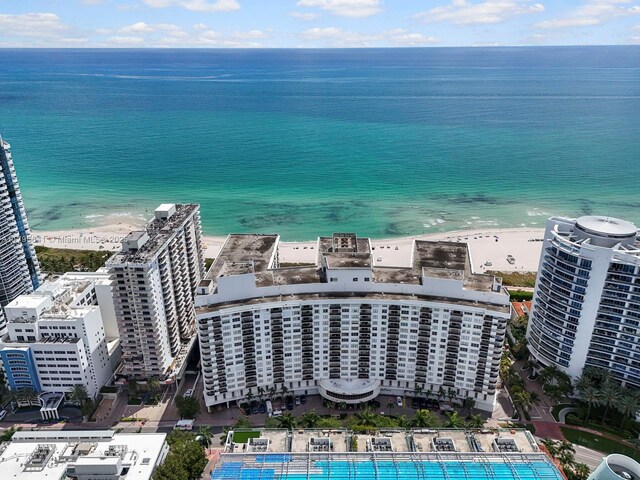 6039 Collins Ave Unit 1015, Miami Beach, FL 33140 - bird's eye view featuring a water view and a beach view