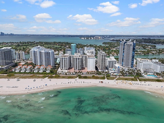 6039 Collins Ave Unit 1015, Miami Beach, FL 33140 - aerial view featuring a view of the beach, a water view, and a city view