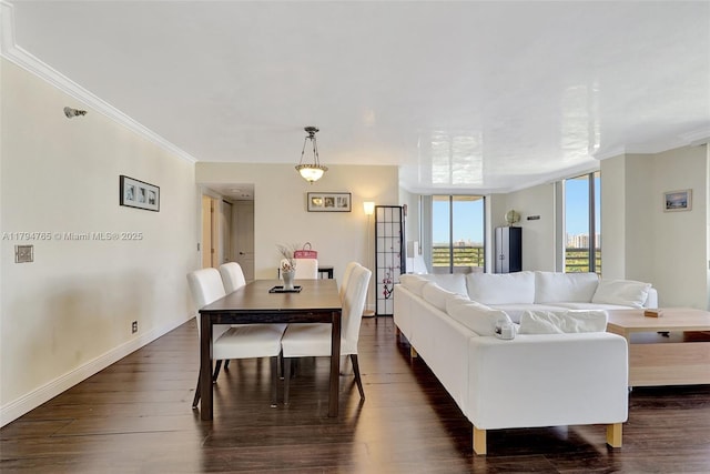3300 NE 191st St Unit 07, Aventura, FL 33180 - living room with crown molding, dark wood-type flooring, and baseboards