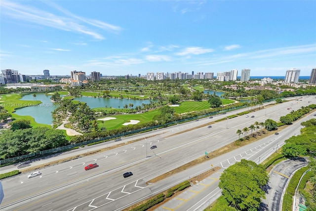 3300 NE 191st St Unit 07, Aventura, FL 33180 - bird's eye view of a view of skyline, a nearby body of water, a major roadway, and a golf club