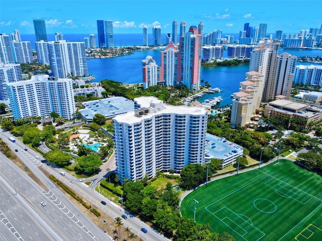 3300 NE 191st St Unit 07, Aventura, FL 33180 - aerial view of a nearby body of water, a view of skyline, and a major roadway