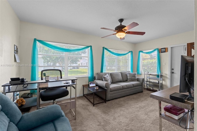 5803 NW 84th Ave, Tamarac, FL 33321 - carpeted living room featuring a ceiling fan