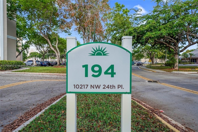 view of community sign