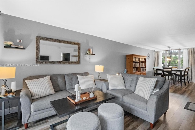 living area with wood finished floors