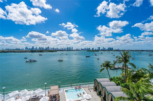 property view of water featuring a view of city