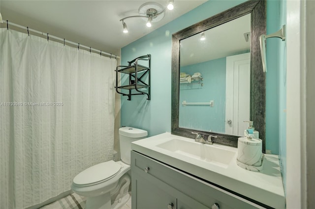 12079 W Regal Ct W, Wellington, FL 33414 - bathroom featuring toilet, vanity, and curtained shower