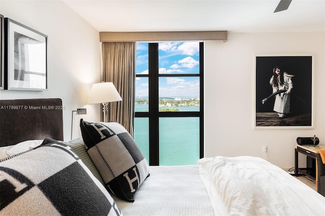bedroom with a water view