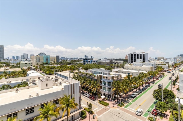 aerial view featuring a city view
