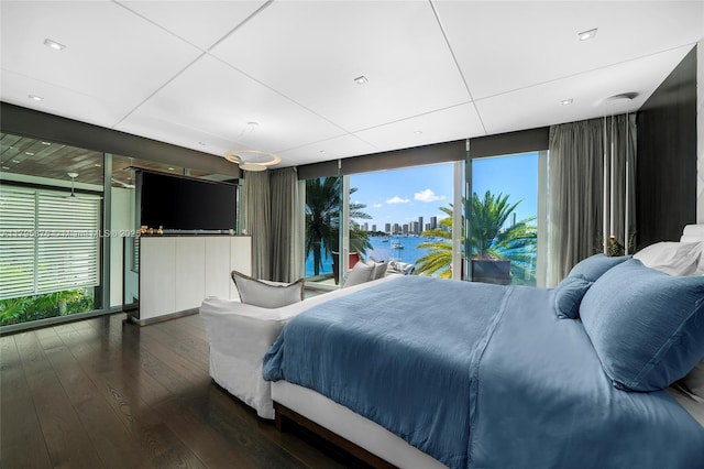bedroom featuring multiple windows and hardwood / wood-style floors