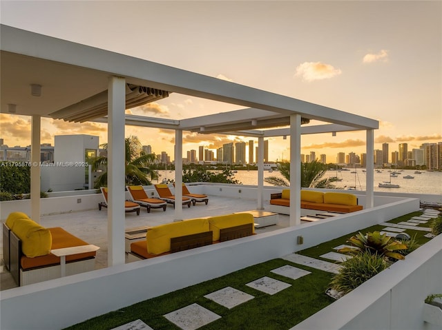 view of patio with a city view