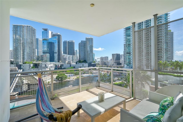 balcony with a view of city