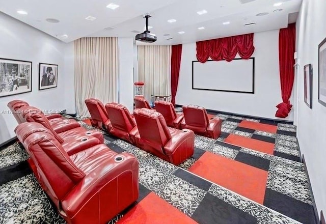home theater with recessed lighting