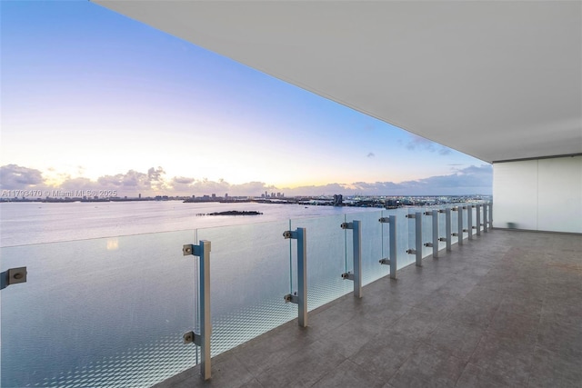 dock area featuring a water view