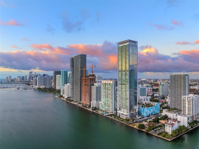 view of city with a water view