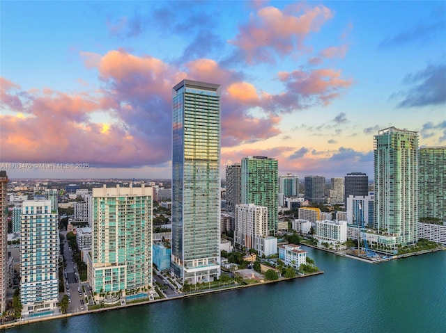 property's view of city with a water view