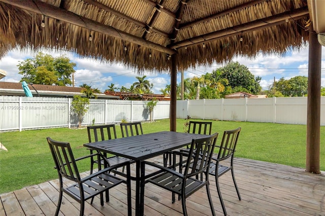 7295 W 14th Ct, Hialeah, FL 33014 - wooden deck featuring outdoor dining area and a gazebo