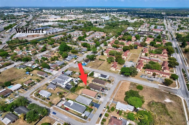 aerial view with a residential view