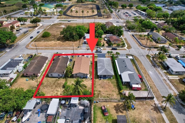 aerial view with a residential view