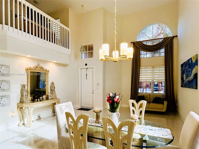 16541 Turquoise Trl, Weston, FL 33331 - dining area featuring a chandelier and a high ceiling