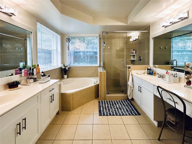 16541 Turquoise Trl, Weston, FL 33331 - full bath with tile patterned flooring, vanity, a bath, and a shower stall