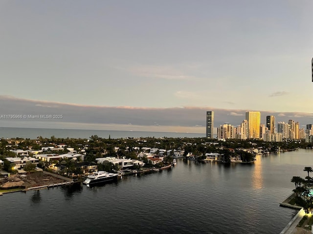 property view of water with a view of city
