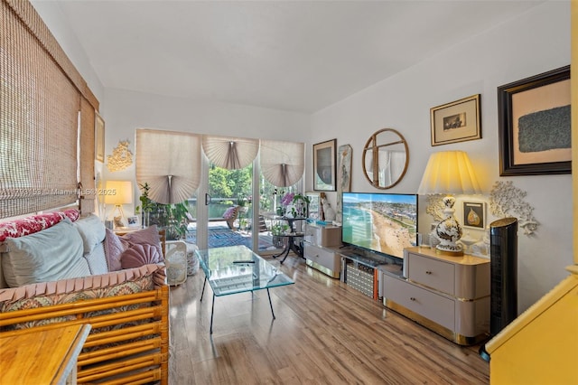 living area with wood finished floors