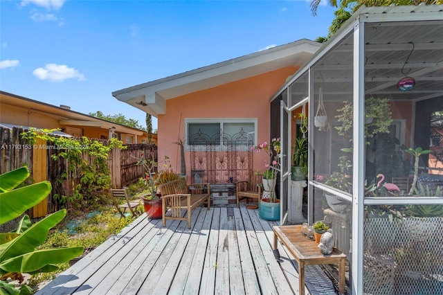 deck featuring fence