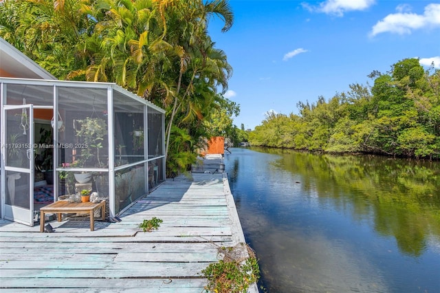 view of dock featuring a water view