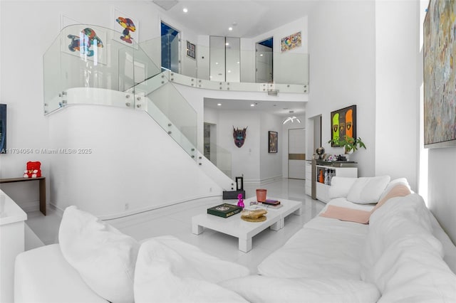 3710 NE 208th Ter, Aventura, FL 33180 - living area with a towering ceiling and tile patterned flooring