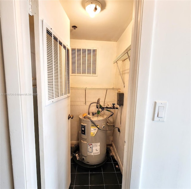 utilities featuring visible vents and electric water heater
