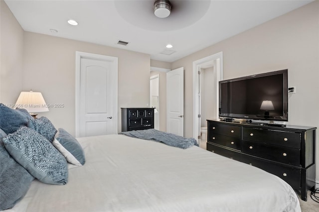 10103 Akenside Dr, Boca Raton, FL 33428 - bedroom featuring visible vents, recessed lighting, and ceiling fan