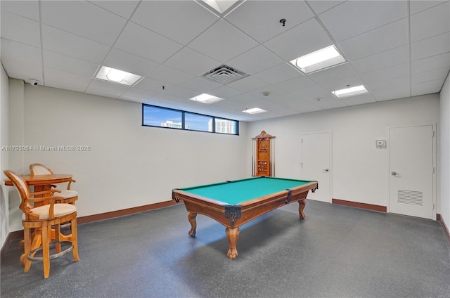 20505 E Country Club Dr Unit 732, Aventura, FL 33180 - recreation room with baseboards, a paneled ceiling, and billiards table