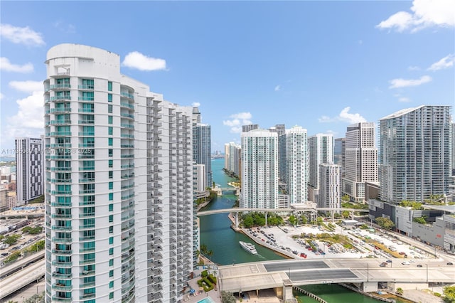 property's view of city with a water view