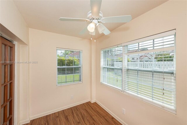 504 Bedford Ave, Weston, FL 33326 - spare room featuring wood finished floors, baseboards, and a ceiling fan