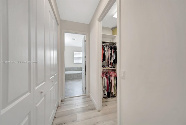 hallway featuring light wood-type flooring