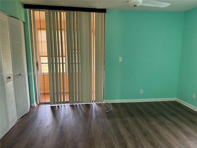 9121 Sunrise Lakes Blvd Unit 120, Sunrise, FL 33322 - spare room with baseboards, ceiling fan, and wood finished floors