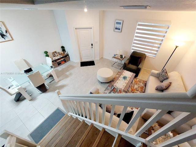 living room featuring tile patterned floors