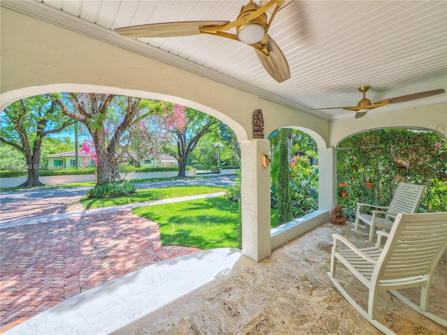 1229 Sorolla Ave, Coral Gables, FL 33134 - view of patio / terrace with ceiling fan