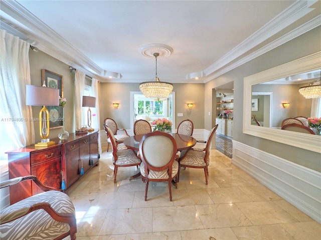 1229 Sorolla Ave, Coral Gables, FL 33134 - dining space with a chandelier and crown molding