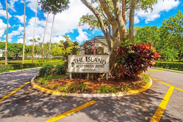 view of community sign