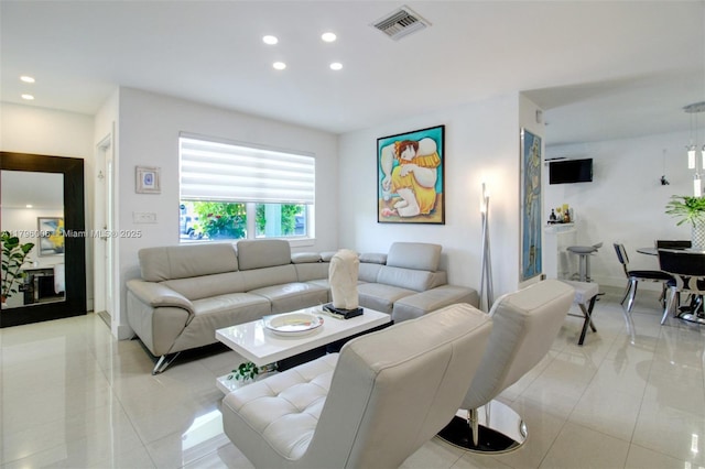 7691 NW 15th Ct, Pembroke Pines, FL 33024 - living area featuring recessed lighting, baseboards, and light tile patterned floors