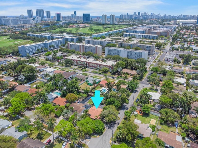 aerial view featuring a view of city