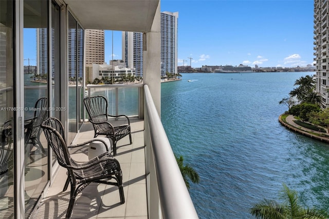 balcony with a water view