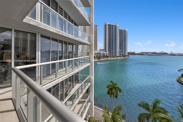 property view of water with a city view