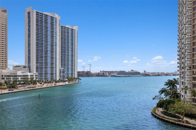 property view of water featuring a city view
