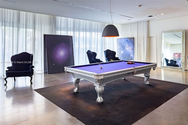 rec room featuring billiards and tile patterned flooring
