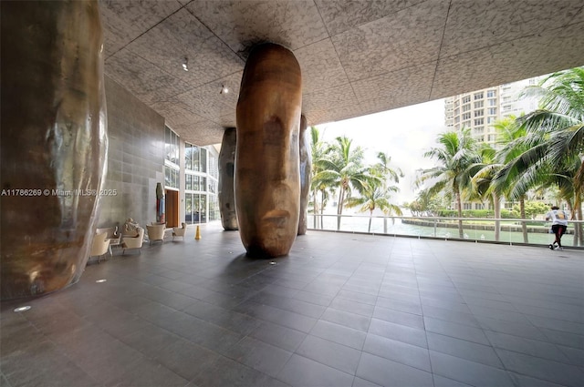 common area with a water view